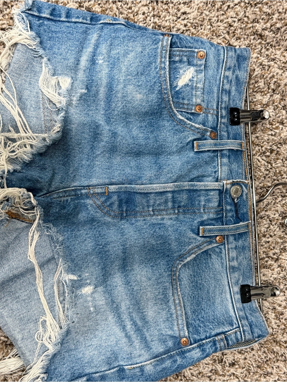 Levi's Light Blue Distressed Boyfriend 501 Jeans Shorts